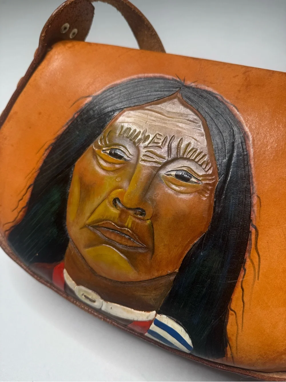 Vintage Genuine Leather Hand Painted Crossbody Bag